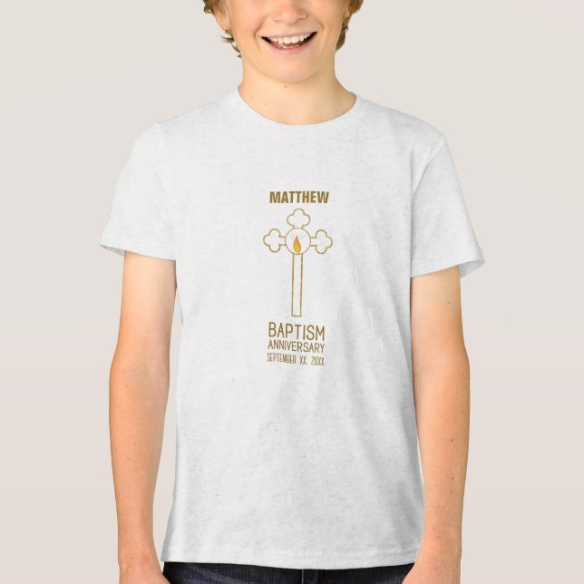 Camiseta Triblenda Aniversario de la Cruz del Oro del Bautismo Person (Anverso)