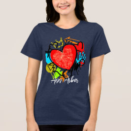 Camiseta Triblenda Ann Arbor Michigan Graffiti Street Map Blue Maize