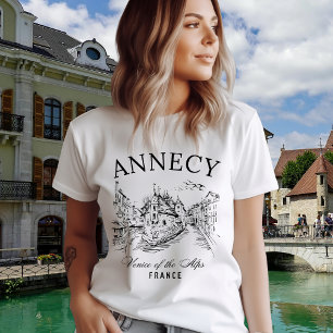 Camiseta Triblenda Annecy Canals Art – Retro French Alps Souvenir
