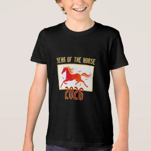 Camiseta Triblenda Año Nuevo Caballo de Fuego Chino 2026 Niños