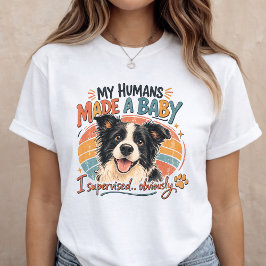 Camiseta Triblenda Anuncio Divertido de Perro Embarazado para Revelar