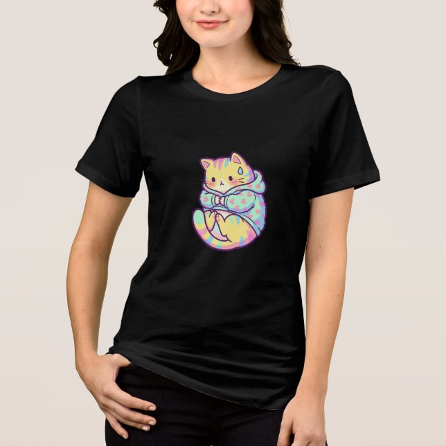 Camiseta Triblenda Anxious But Cute Cat (Anverso)
