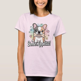 Camiseta Triblenda Apétit óseo - Bulldog francés Kawaii sostiene hues