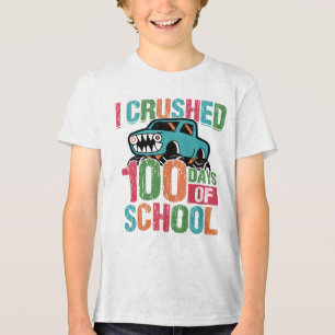 Camiseta Triblenda Aplasté 100 Días de Camión Monstruo Escolar