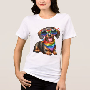 CAMISETA TRIBLENDA APOYO AL ORGULLO DE RAINBOW CUTE DACHSHUNUND DOG
