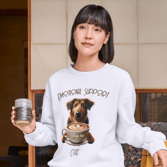 Camiseta Triblenda Apoyo emocional Café Curte Salud Mental (Emotional Support Coffee with Cute Dog, Funny Mental Health T-Shirt )