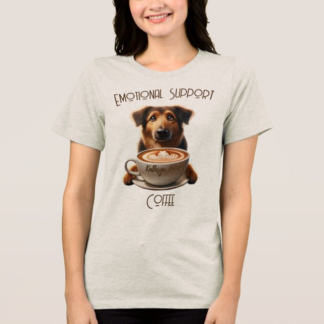 Camiseta Triblenda Apoyo emocional Café Gracioso Perro de Salud Menta (Anverso)
