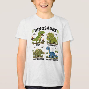Camiseta Triblenda Aprendizaje de especies de dinosaurios para niños