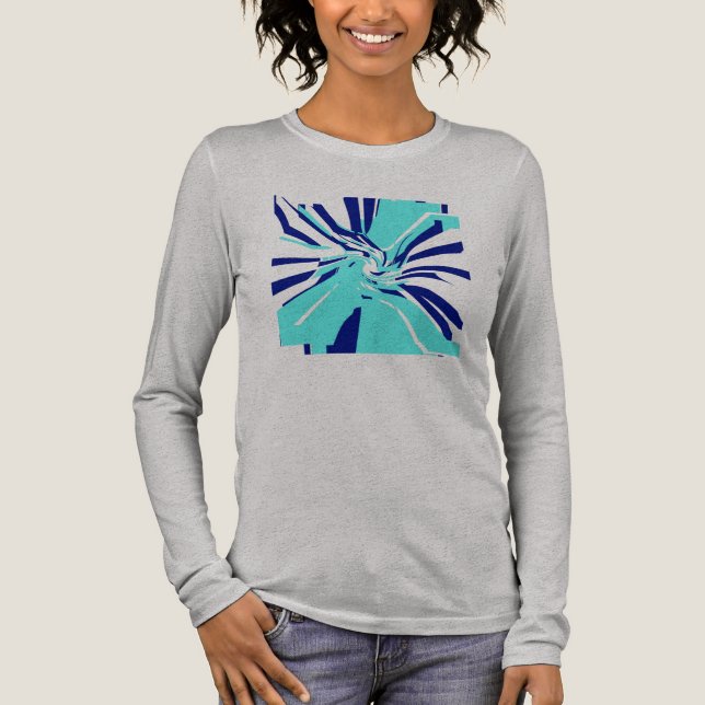 Camiseta Triblenda Aqua Navy  Swirling Abstract Floral Retro Pop Art (Anverso)