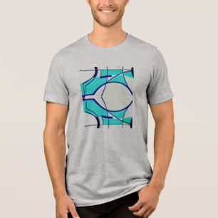 Camiseta Triblenda Aqua Navy Swirling MCM Aspecto Arte Geométrico Res