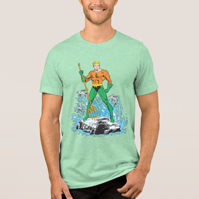 Camiseta Triblenda Aquaman se pone de pie con horquilla (Anverso)