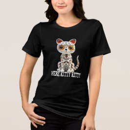 Camiseta Triblenda Aquí gatito gatito decoración de Halloween disfraz