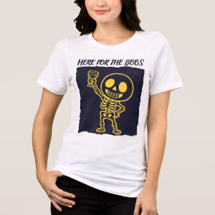 Camiseta Triblenda Aquí por los Boos Esqueleto Divertido Halloween