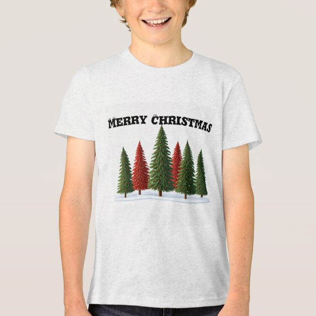 Camiseta Triblenda Árbol de Feliz Navidad: Diseños festivos y artísti (Anverso)
