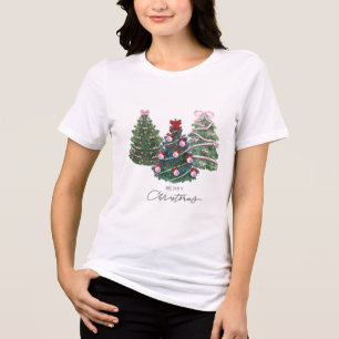 Camiseta Triblenda Árbol de lazo rosa #camisetas #navidad #nuevayork