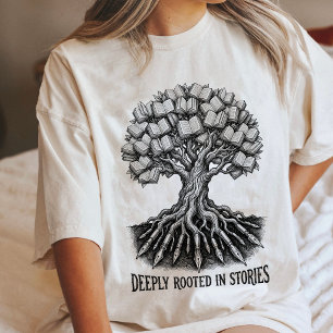 Camiseta Triblenda Árbol De Libros Pluma Estilográfica Raíces Arte Li