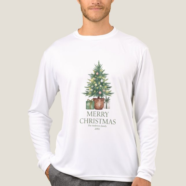 Camiseta Triblenda Árbol de navidad de acuarela rústica no foto (Anverso )