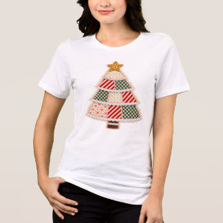 Camiseta Triblenda Árbol de Navidad de Patchwork Diseño de Casa de Ca