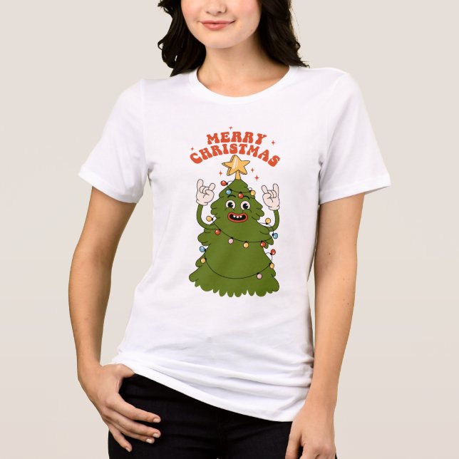 Camiseta Triblenda Árbol de Navidad de Rockin - Una fiesta festiva (Anverso)