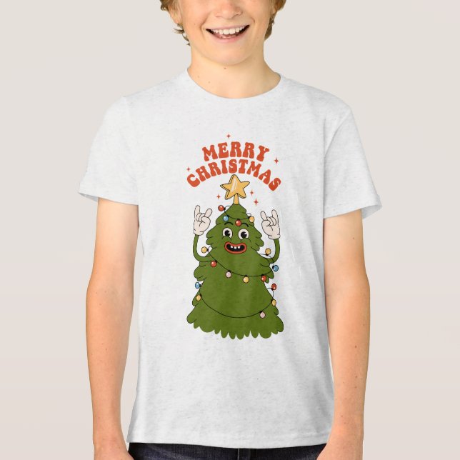 Camiseta Triblenda Árbol de Navidad de Rockin - Una fiesta festiva (Anverso)