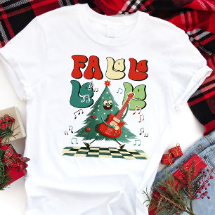 Camiseta Triblenda Árbol de Navidad Fa La La Guitarra Retro