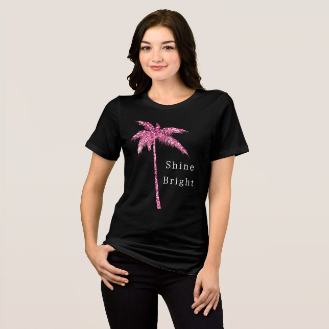 Camiseta Triblenda Árbol de palma Purpurina rosa