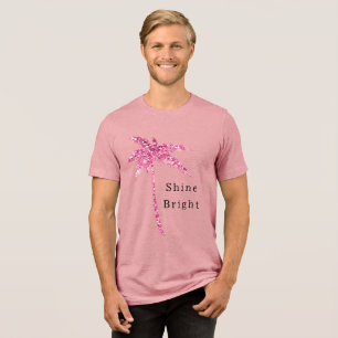 Camiseta Triblenda Árbol de palma Purpurina rosa