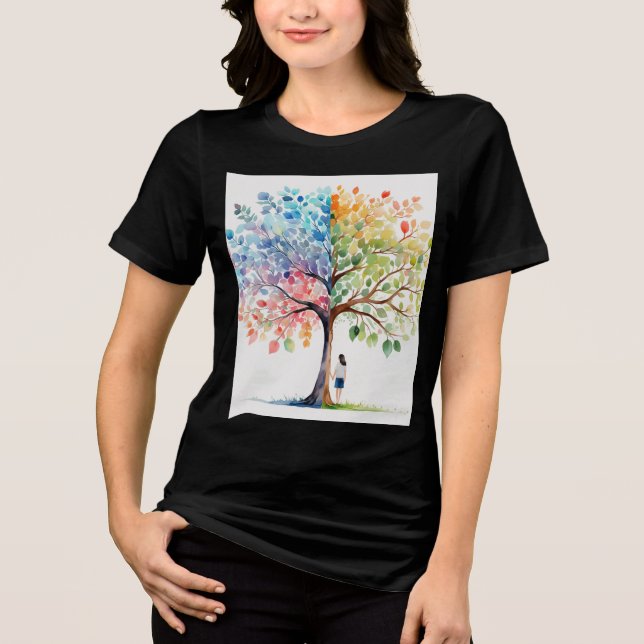 Camiseta Triblenda Árbol místico bajo camiseta Chica - camiseta negra (Anverso)