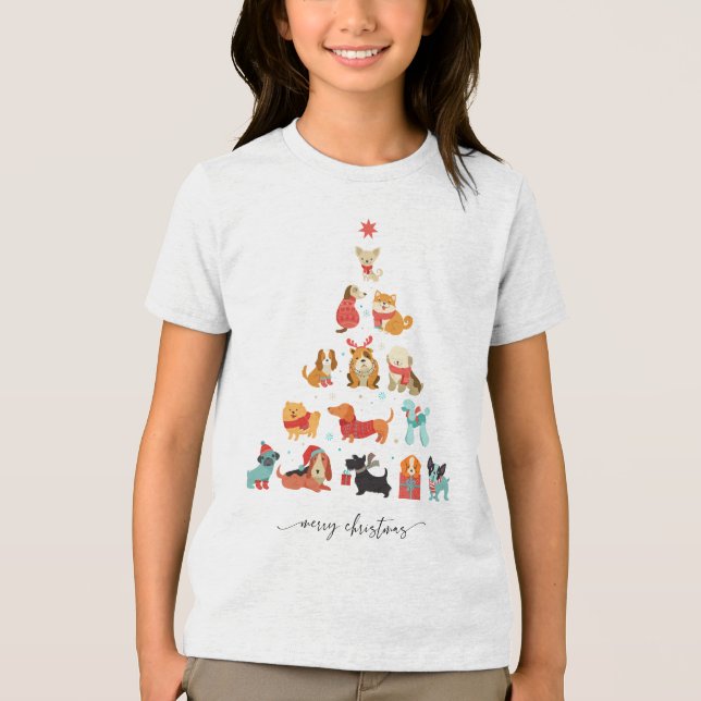 Camiseta Triblenda Árbol navideño púrpura - Festividad de barrido de  (Anverso)