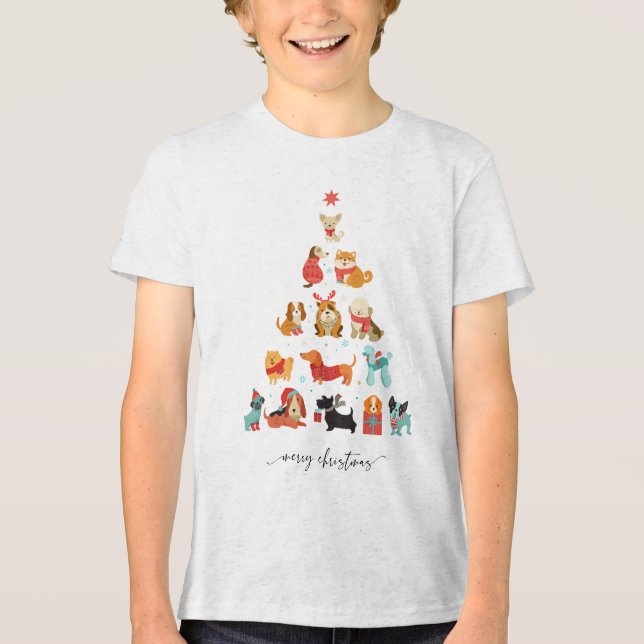 Camiseta Triblenda Árbol navideño púrpura - Festividad de barrido de  (Anverso)