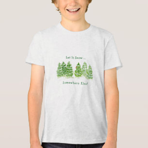 Camiseta Triblenda Árboles de invierno pintados a mano dejan nieve en