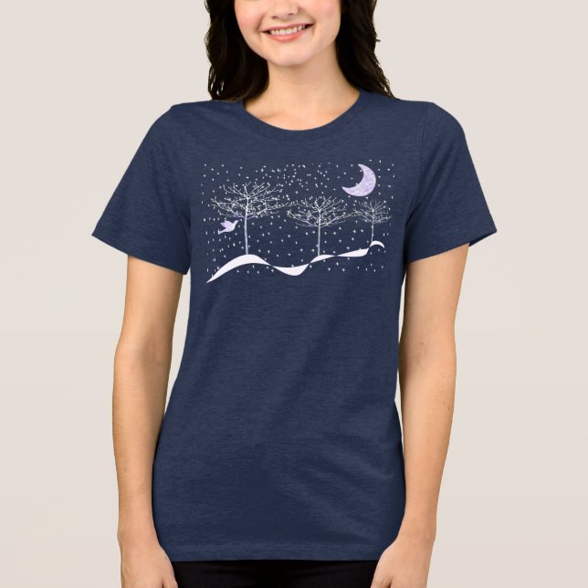 Camiseta Triblenda Árboles forestales y nieve de invierno en el país  (Anverso)