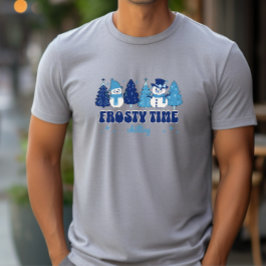 Camiseta Triblenda Árboles navideños de invierno y hombres de nieve, 