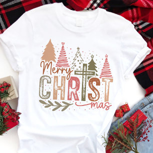 Camiseta Triblenda Árboles Rusticos Cristianos de Feliz Navidad