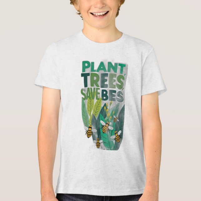 Camiseta Triblenda Árboles vegetales, salven abejas (Anverso)