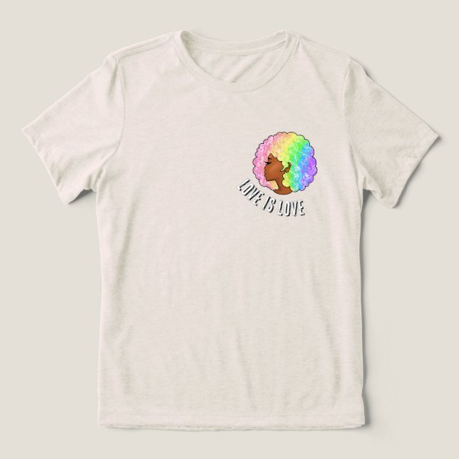 Camiseta Triblenda arco iris de amor LGBTQ amor orgullo chica negro (Diseño delantero )