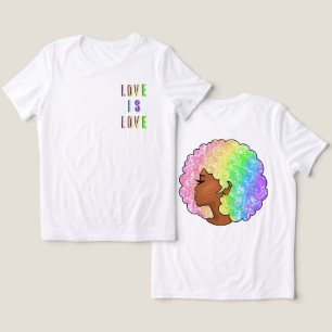 Camiseta Triblenda arcoíris afro LGBTQ el amor es amor orgullo chica