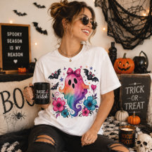 Arcoíris Fantasma Lazo Acuarela Floral Halloween