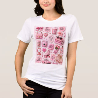 Camiseta Triblenda Arcos corazones Rosa Couquette Femenino Estético C