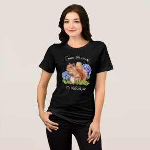 Camiseta Triblenda Ardilla de Acuarela Salva la Tierra