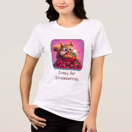 Camiseta Triblenda Ardilla esponjosa “Loca por las fresas”, divertida