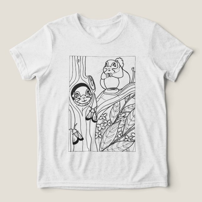 Camiseta Triblenda Ardillas voladoras siberianas colorantes (Diseño delantero )