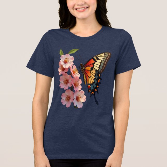 Camiseta Triblenda Arkansas Diana Fritillary Butterfly And Apple Blos (Anverso)
