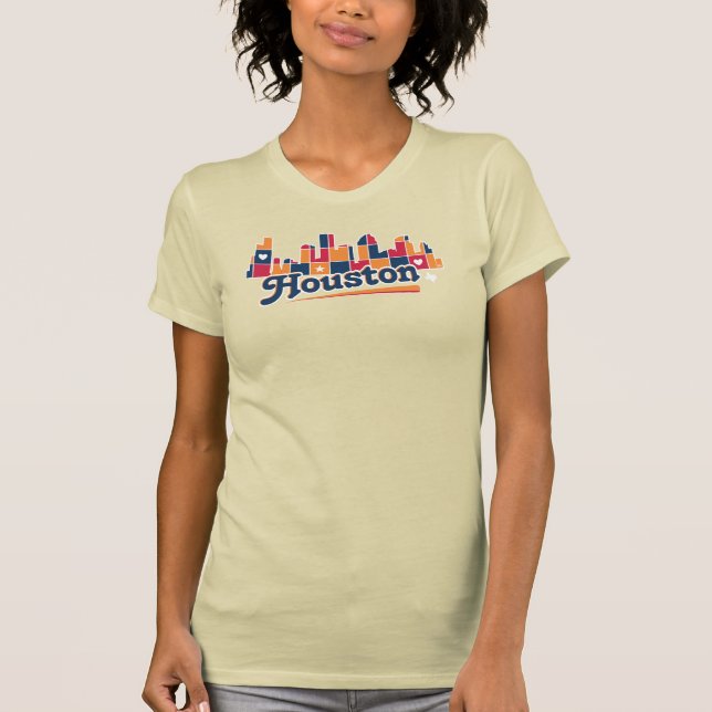 Camiseta Triblenda Armada de Patchwork del Skyline de Houston (Anverso)