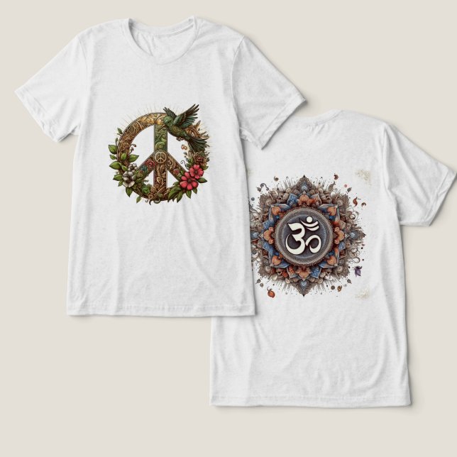 Camiseta Triblenda Armonía divina: La ॐ Mandala (Diseño Anverso y Reverso)