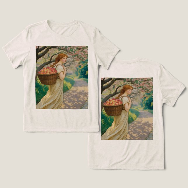 Camiseta Triblenda Aroma de melocotones de estilo Art Nouveau (Diseño Anverso y Reverso)