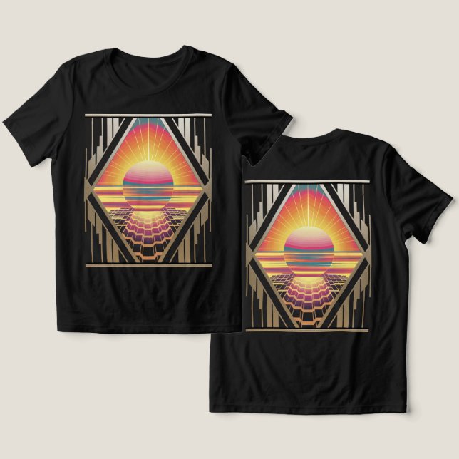 Camiseta Triblenda Art Deco Sunrise Black (Diseño Anverso y Reverso)