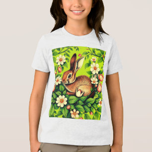 Camiseta Triblenda Art Nouveau Conejo Salvaje y Flores