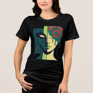 Camiseta Triblenda Arte abstracto de cara dividida en mandala
