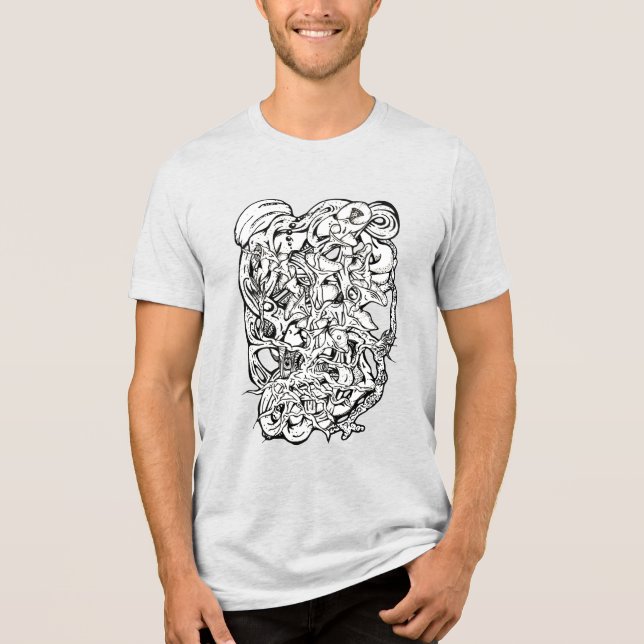 Camiseta Triblenda Arte abstracto de surrealismo blanco y negro (Anverso)